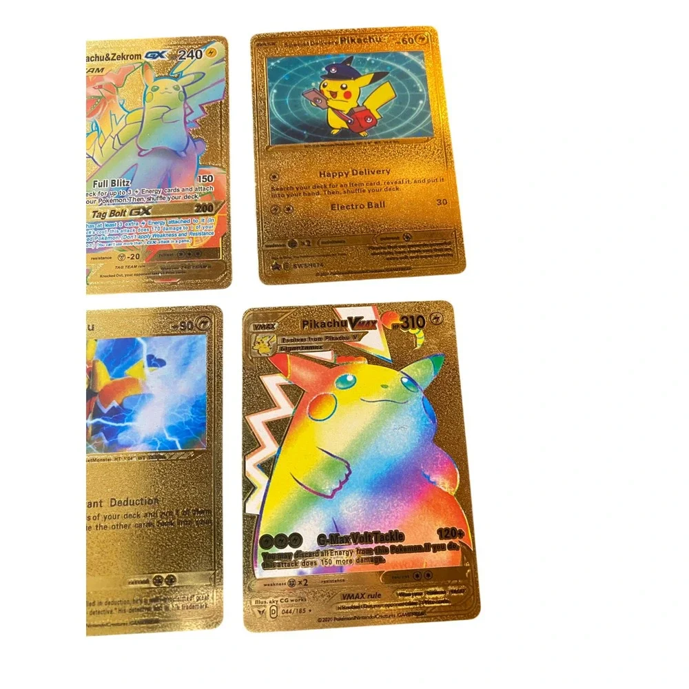 Fan Art lot of 10 Gold Pikachu‎ Pokemon Cards Set Lot Trading Collectible